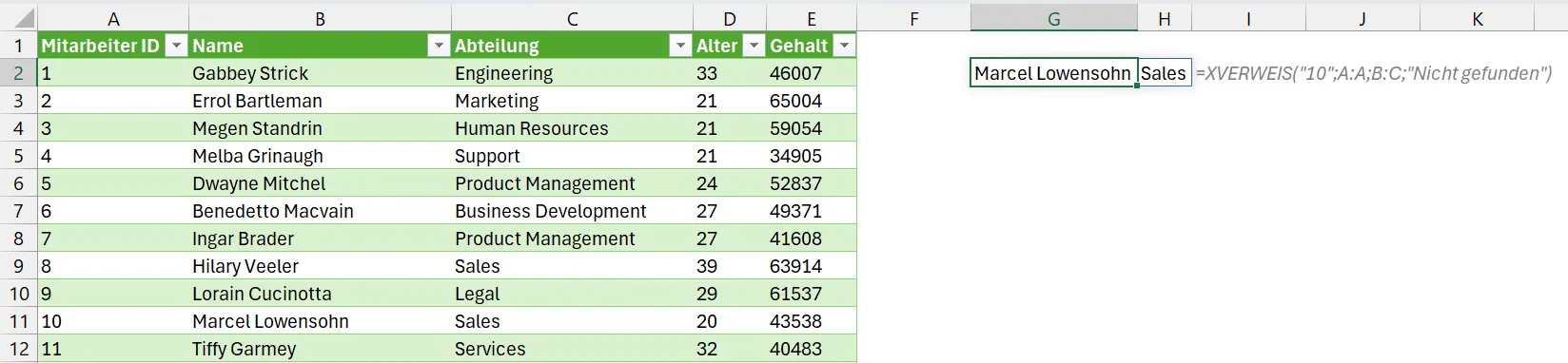 Array als Rückgabe