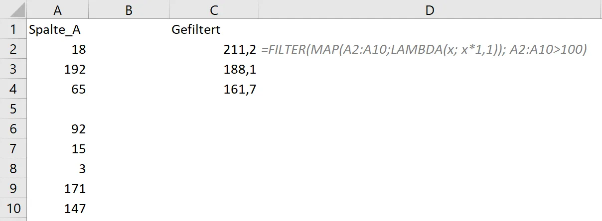 FILTER mit MAP
